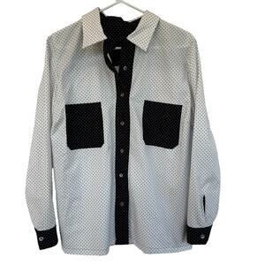 VTG Polka Dot Colorblock Button Up Shirt Womens SZ M/L Western Cowgirl Contrast